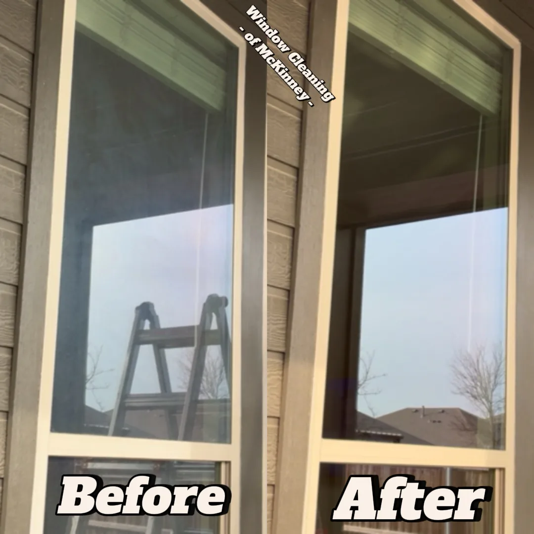 Residential window cleaning before and after in McKinney, TX