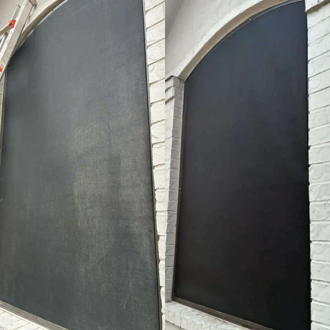 Solar screen restoration before and after in McKinney, TX