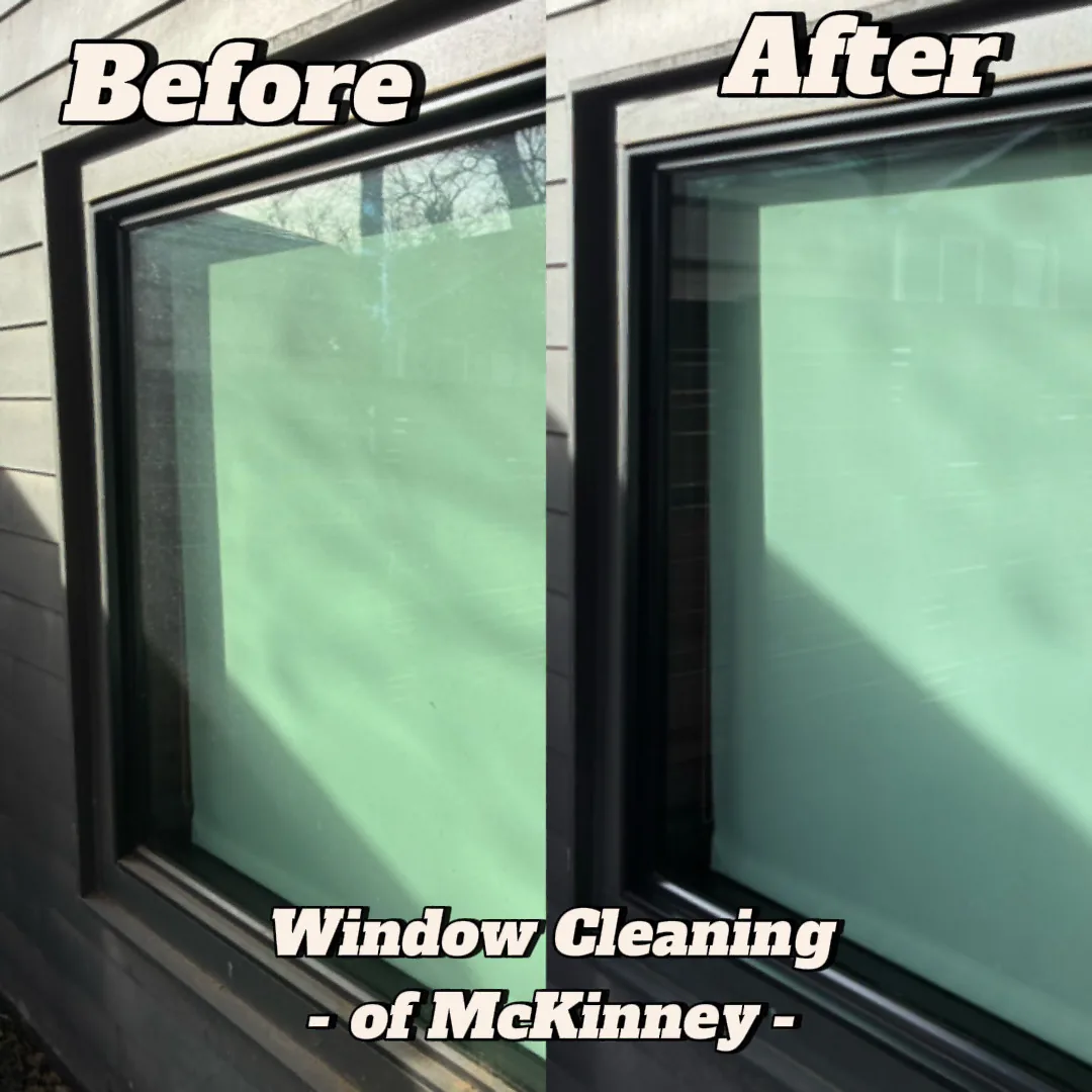 Window cleaning before and after comparison in McKinney, TX